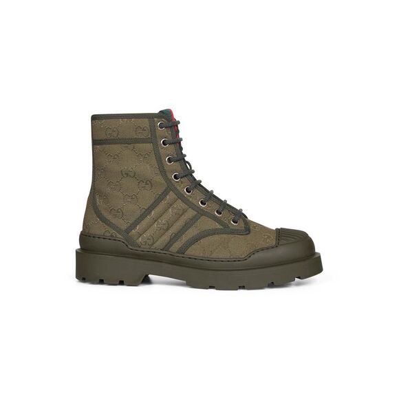 Gucci Men Green Gg Canvas Ankle Boots - Picture 1 of 3